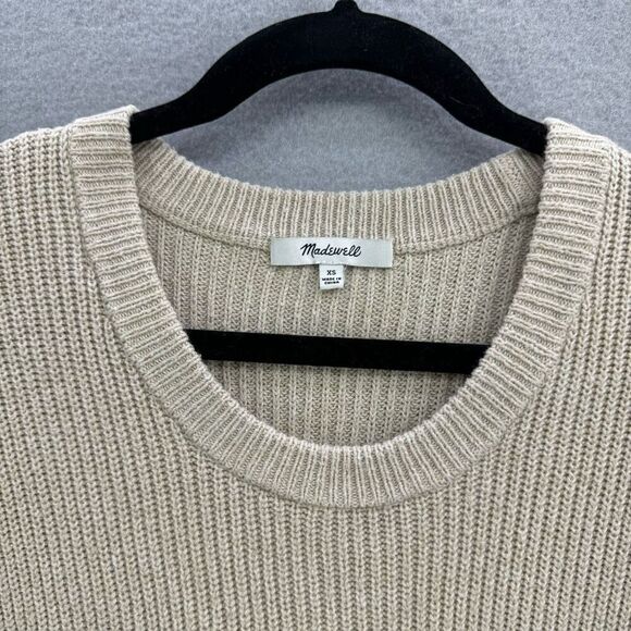 Women's Tan Madewell Oatmeal Thompson Pocket Pullover Sweater sz XS - Picture 4 of 9
